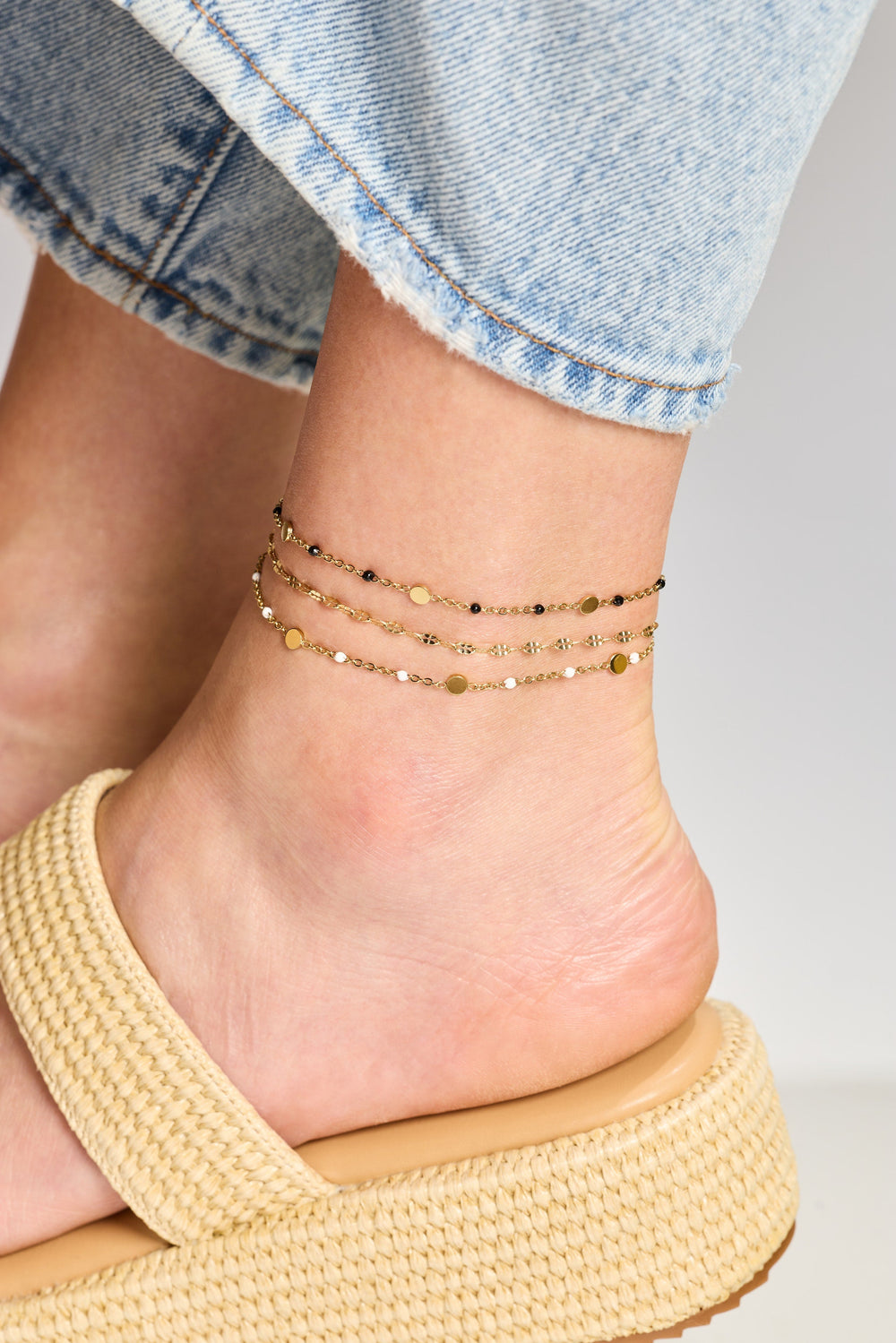 Multi Faceted Chain Anklet Stainless Steel Gold | Alex and Ani
