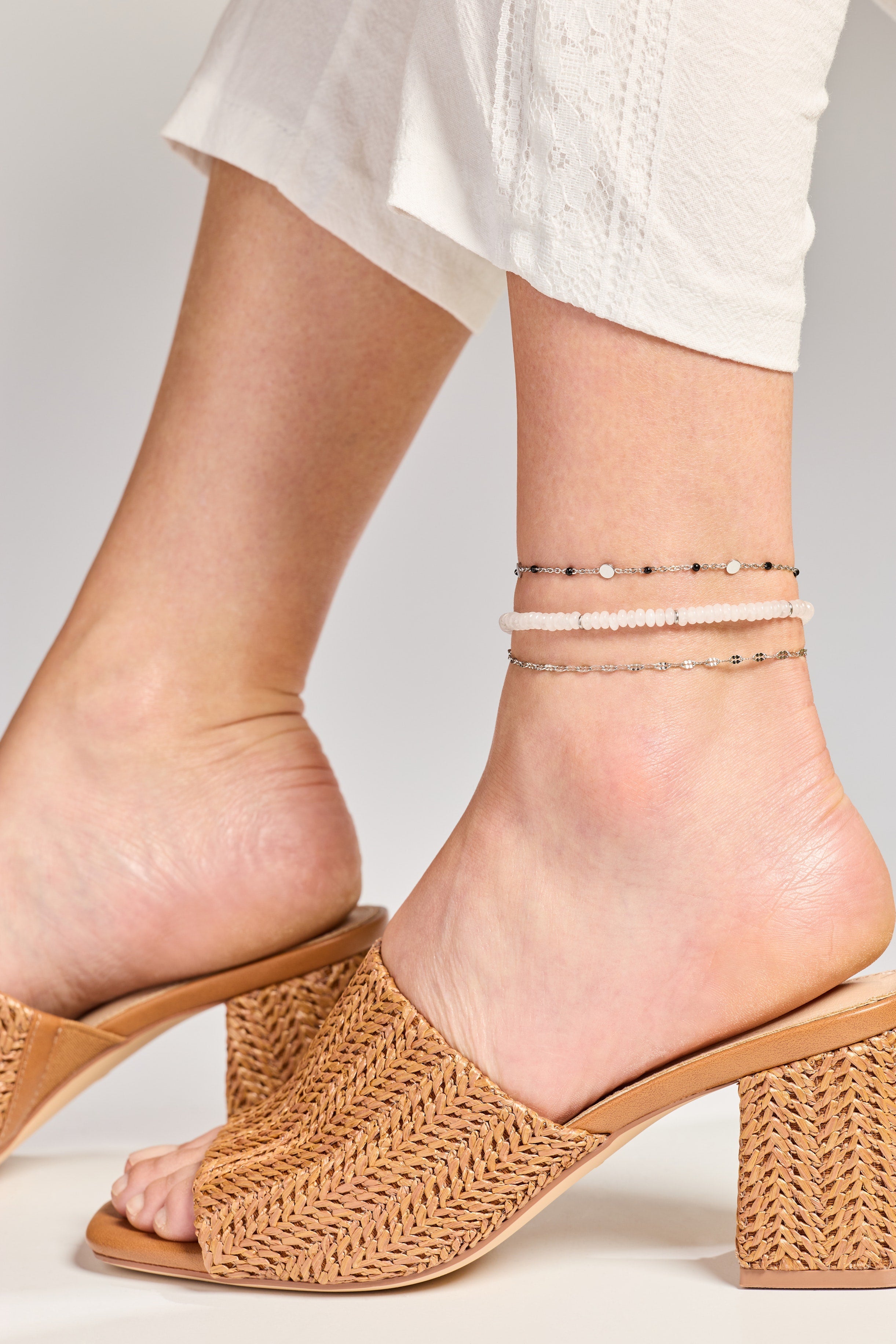 Multi Faceted Chain Anklet Stainless Steel Gold | Alex and Ani