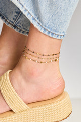 White Enameled Chain Coin Station Anklet Stainless Steel Gold | Alex and Ani