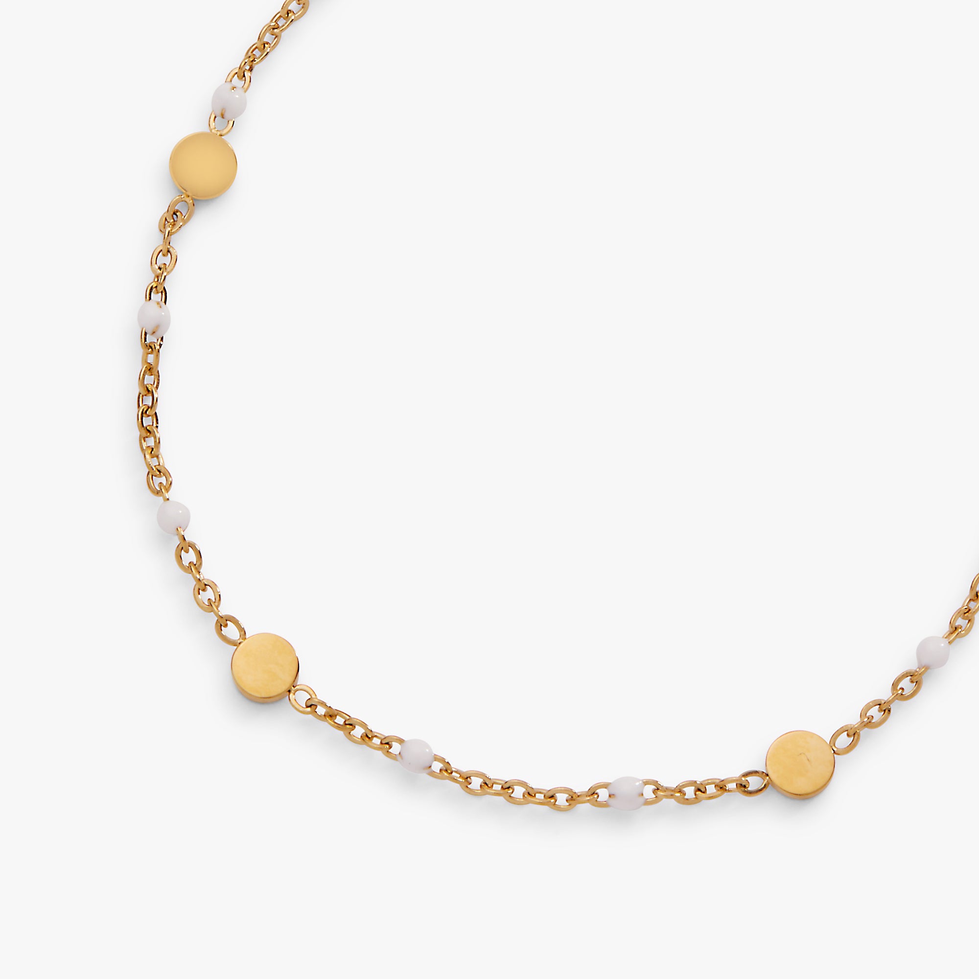 White Enameled Chain Coin Station Anklet Stainless Steel Gold | Alex and Ani