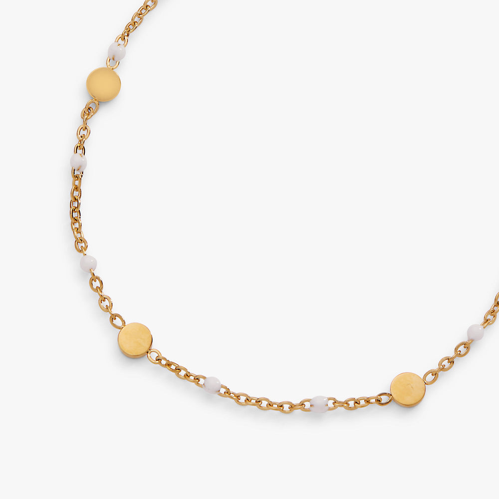 White Enameled Chain Coin Station Anklet Stainless Steel Gold | Alex and Ani