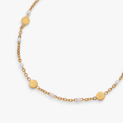 White Enameled Chain Coin Station Anklet Stainless Steel Gold | Alex and Ani
