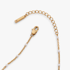 White Enameled Chain Coin Station Anklet Stainless Steel Gold | Alex and Ani