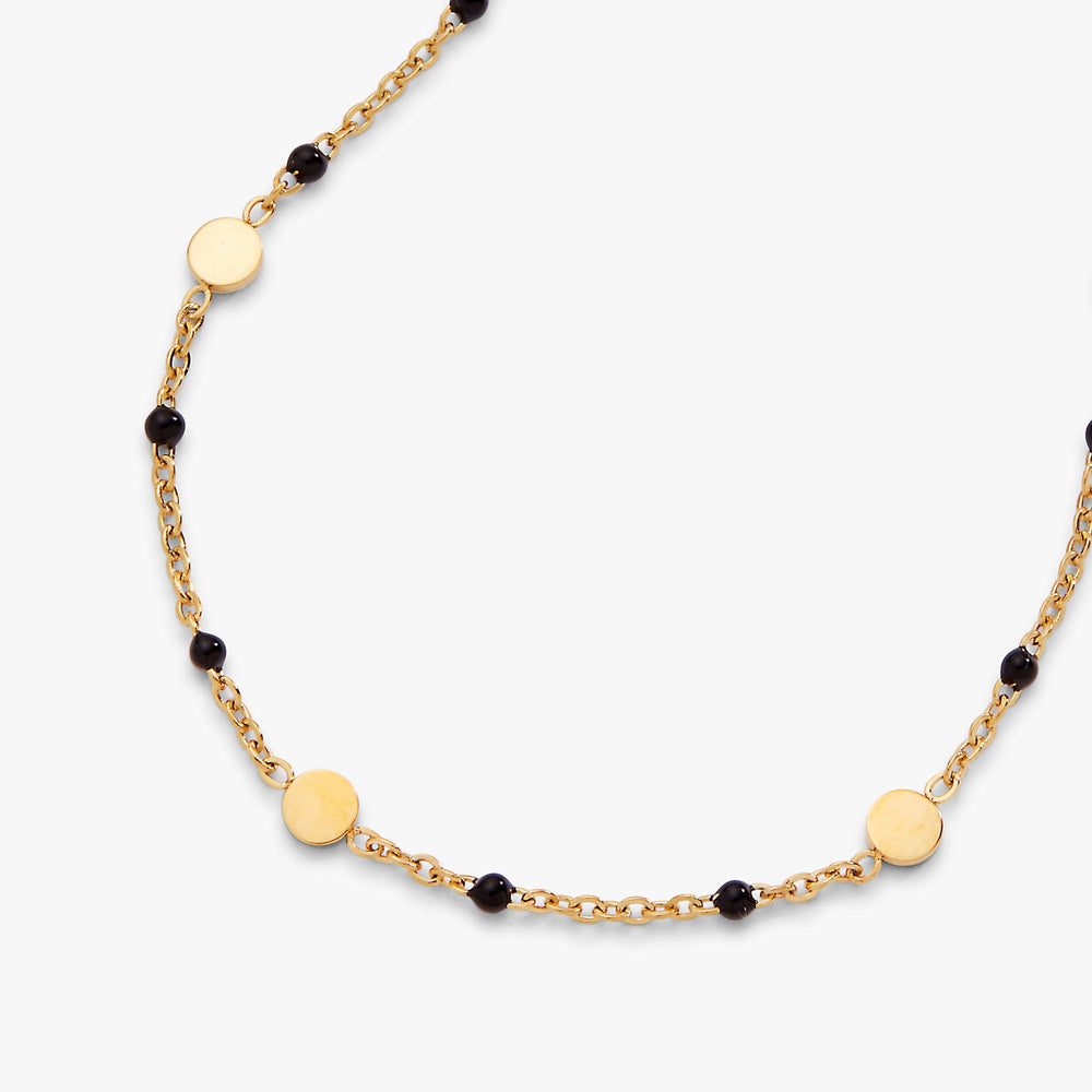 Black Enameled Chain Coin Station Anklet Stainless Steel Gold | Alex and Ani