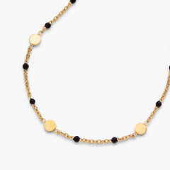 Black Enameled Chain Coin Station Anklet Stainless Steel Gold | Alex and Ani