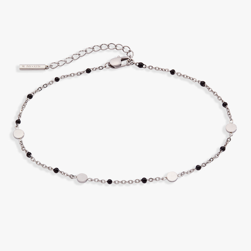 Black Enameled Chain Coin Station Anklet Stainless Steel Gold | Alex and Ani