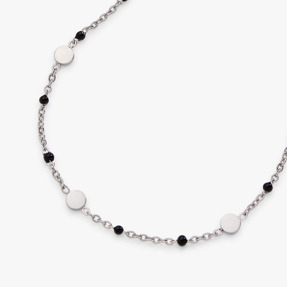 Black Enameled Chain Coin Station Anklet Stainless Steel Gold | Alex and Ani