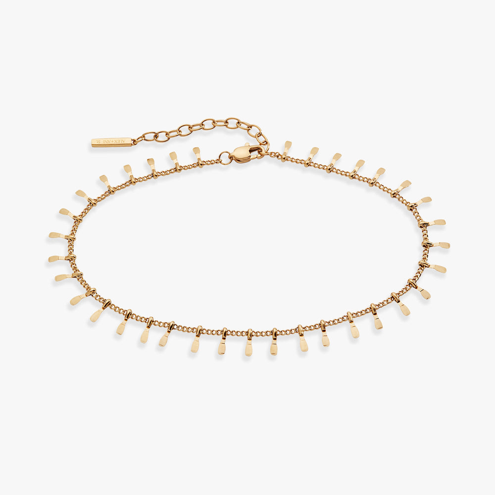 Paddle Tassel Chain Anklet Stainless Steel Gold | Alex and Ani