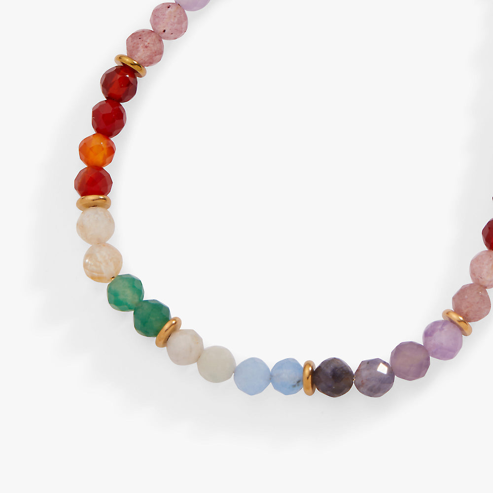Rainbow Ombre Semi-Precious Beaded Anklet Stainless Steel Gold | Alex and Ani