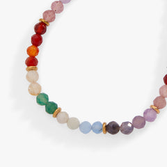 Rainbow Ombre Semi-Precious Beaded Anklet Stainless Steel Gold | Alex and Ani
