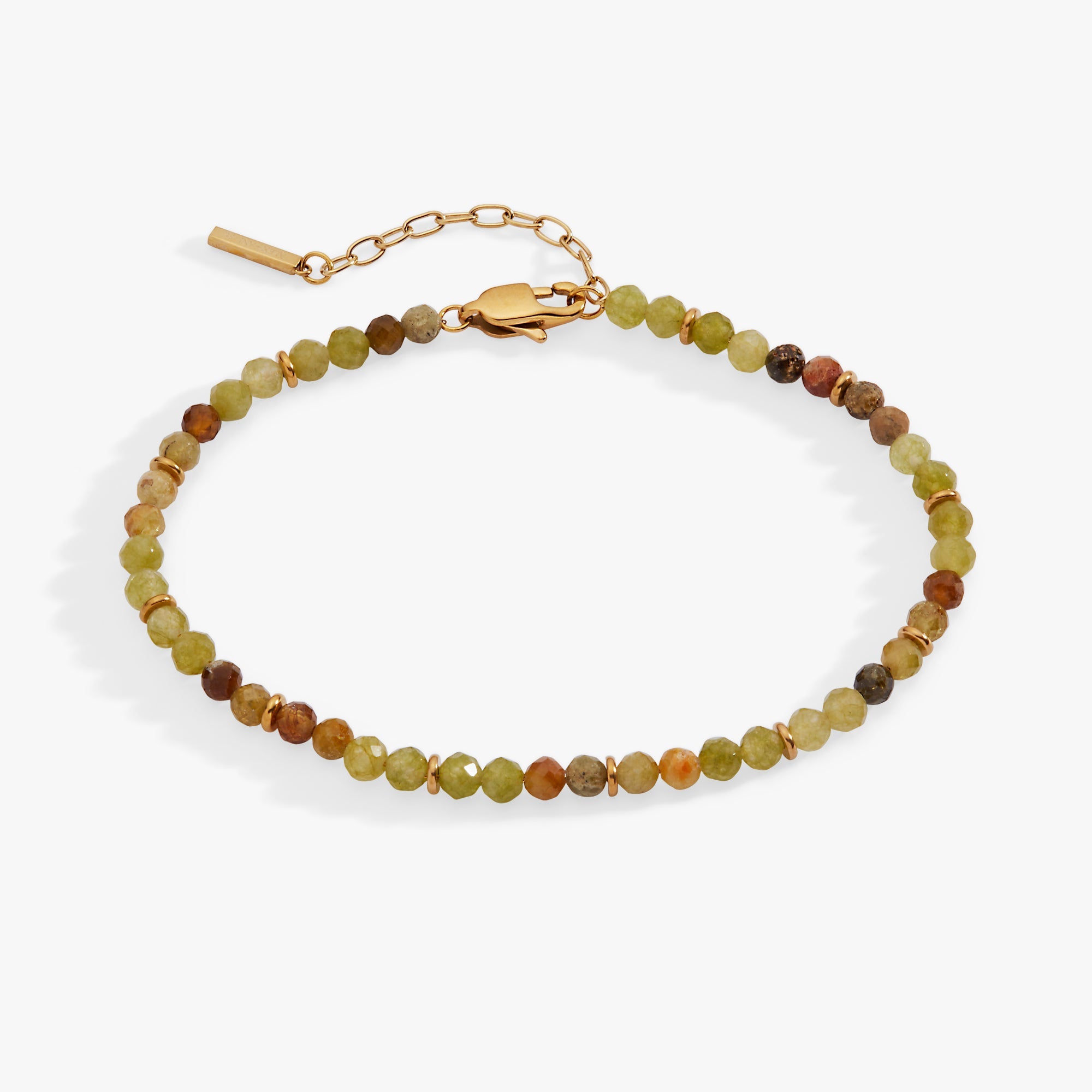 Green Ombre Semi-Precious Beaded Anklet Stainless Steel Gold | Alex and Ani