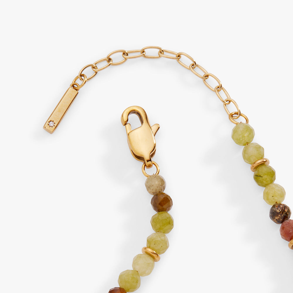 Green Ombre Semi-Precious Beaded Anklet Stainless Steel Gold | Alex and Ani