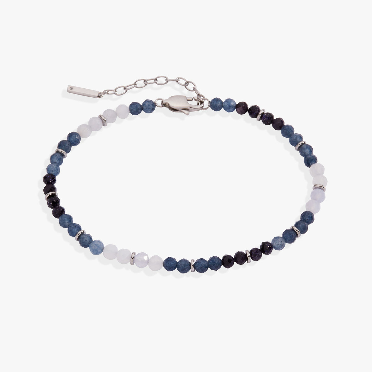 Blue Ombre Semi-Precious Beaded Anklet Stainless Steel Silver | Alex and Ani