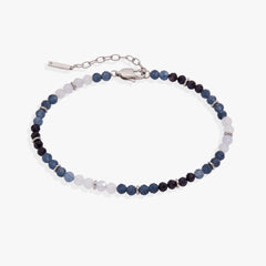 Blue Ombre Semi-Precious Beaded Anklet Stainless Steel Silver | Alex and Ani