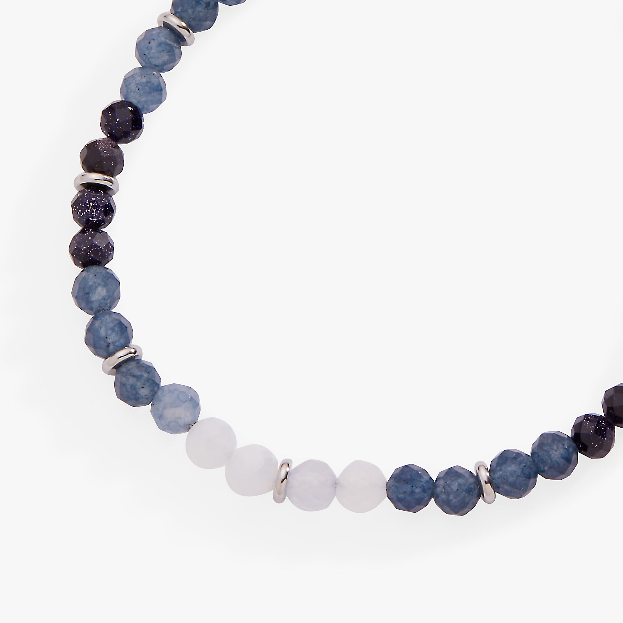 Blue Ombre Semi-Precious Beaded Anklet Stainless Steel Silver | Alex and Ani
