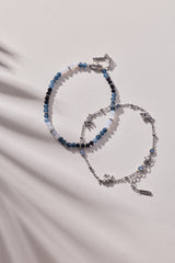 Blue Ombre Semi-Precious Beaded Anklet Stainless Steel Silver | Alex and Ani