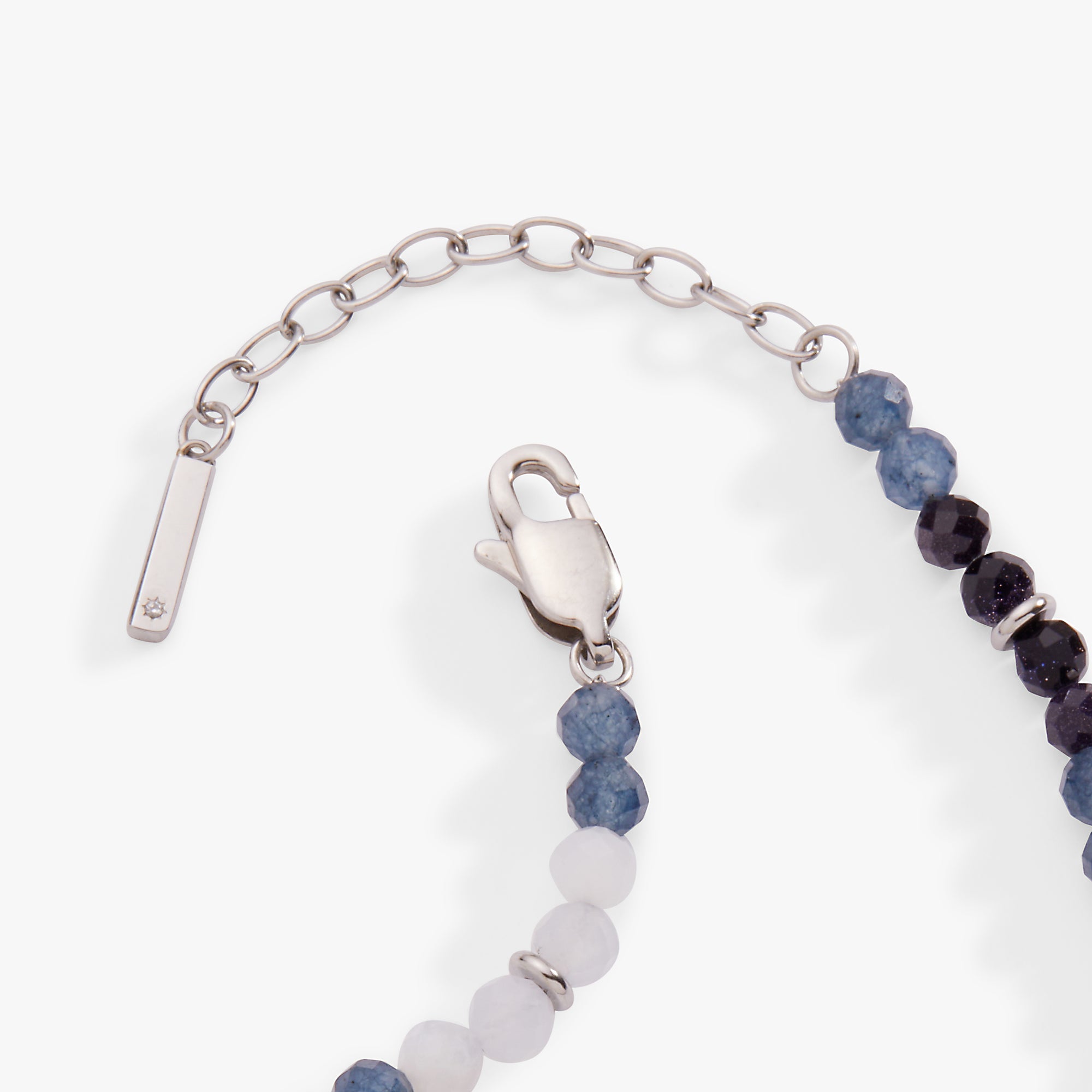 Blue Ombre Semi-Precious Beaded Anklet Stainless Steel Silver | Alex and Ani