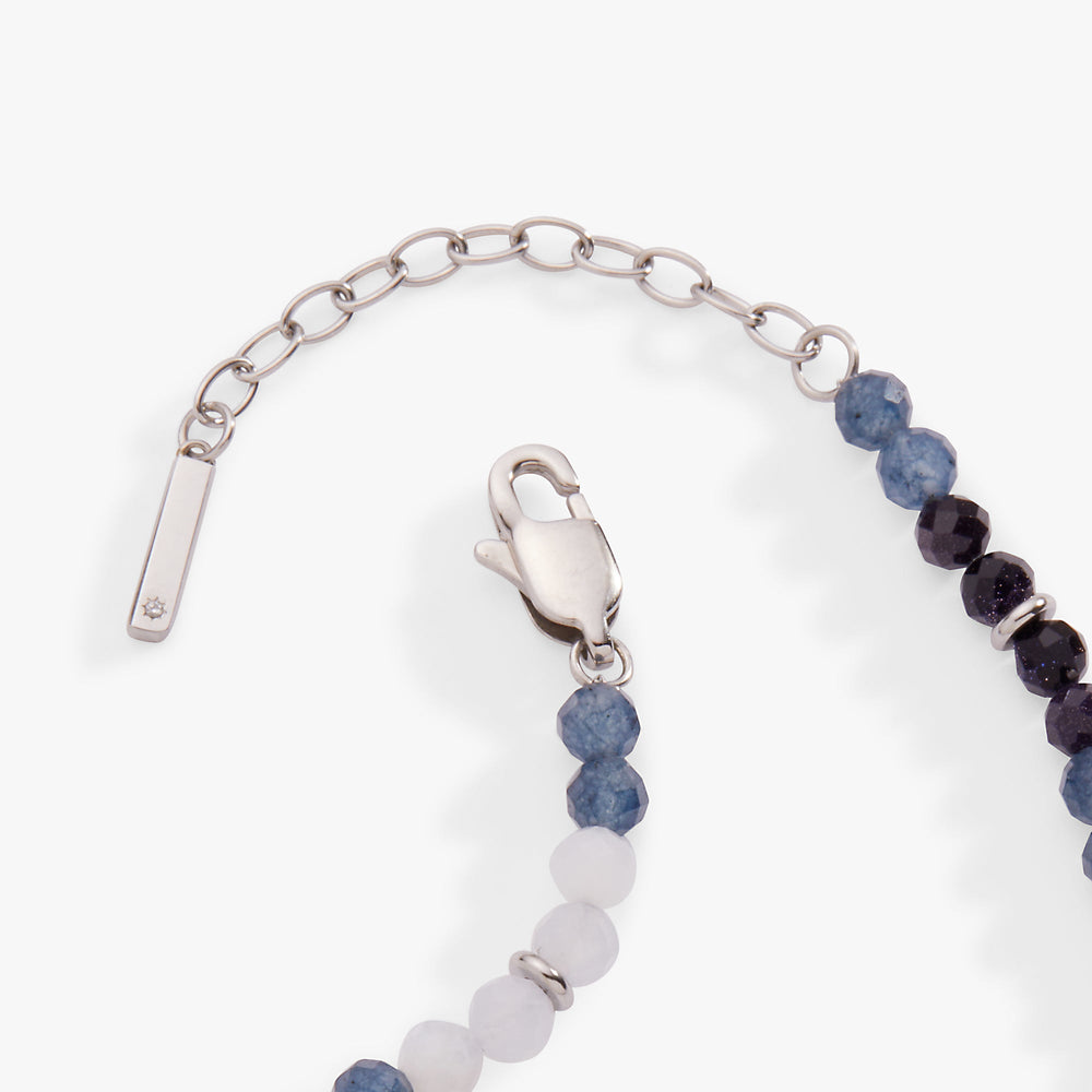 Blue Ombre Semi-Precious Beaded Anklet Stainless Steel Silver | Alex and Ani