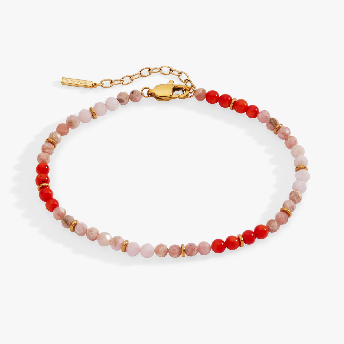 Coral Ombre Semi-Precious Beaded Anklet Stainless Steel Gold | Alex and Ani