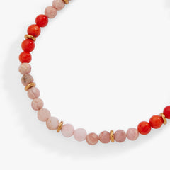 Coral Ombre Semi-Precious Beaded Anklet Stainless Steel Gold | Alex and Ani