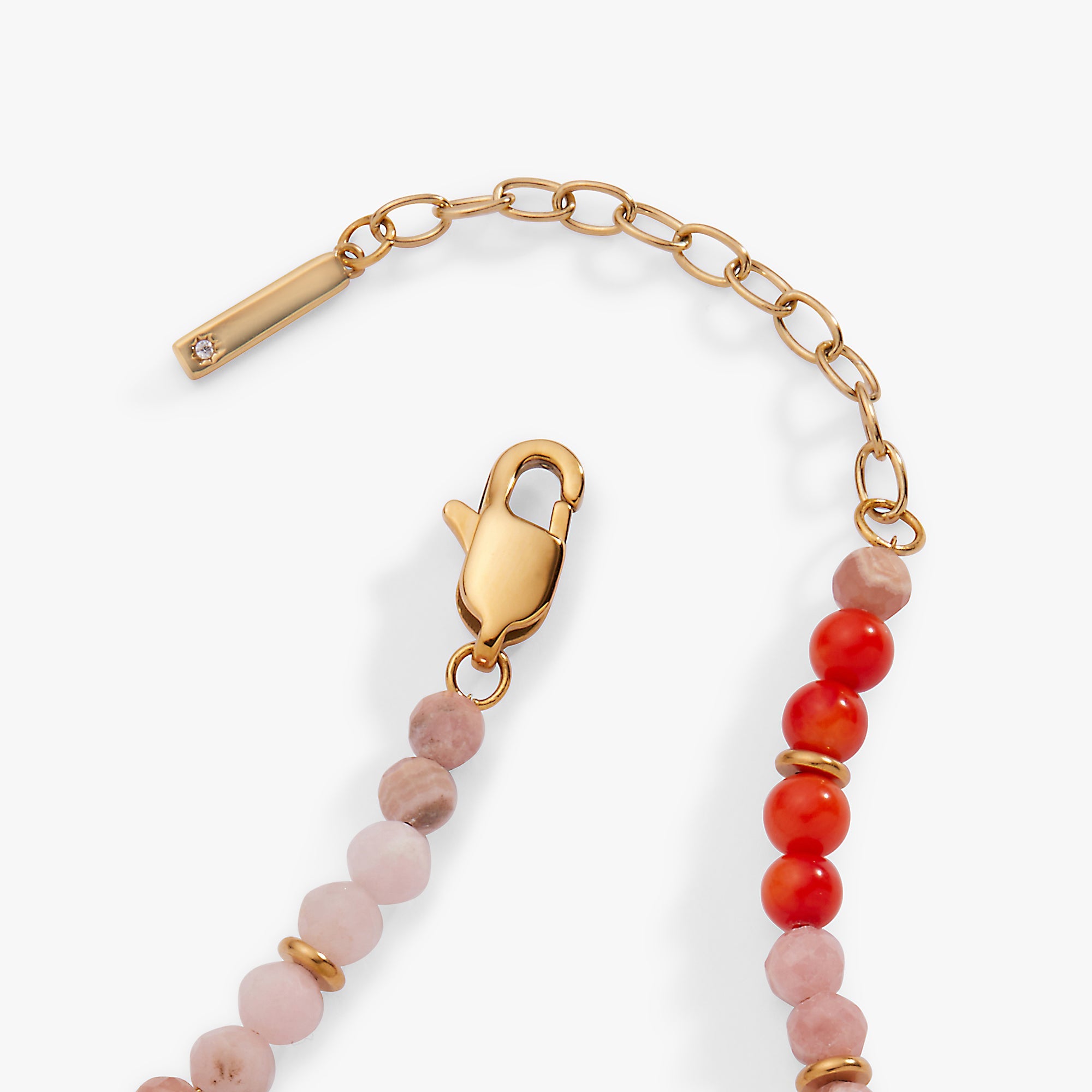 Coral Ombre Semi-Precious Beaded Anklet Stainless Steel Gold | Alex and Ani