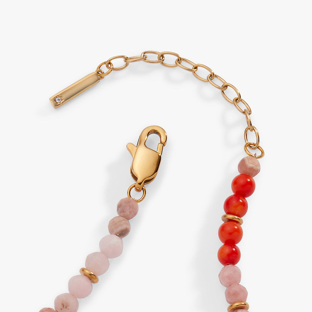 Coral Ombre Semi-Precious Beaded Anklet Stainless Steel Gold | Alex and Ani