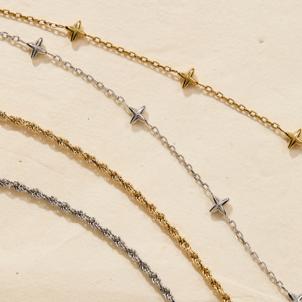 Logo Star Chain Anklet Stainless Steel Silver | Alex and Ani