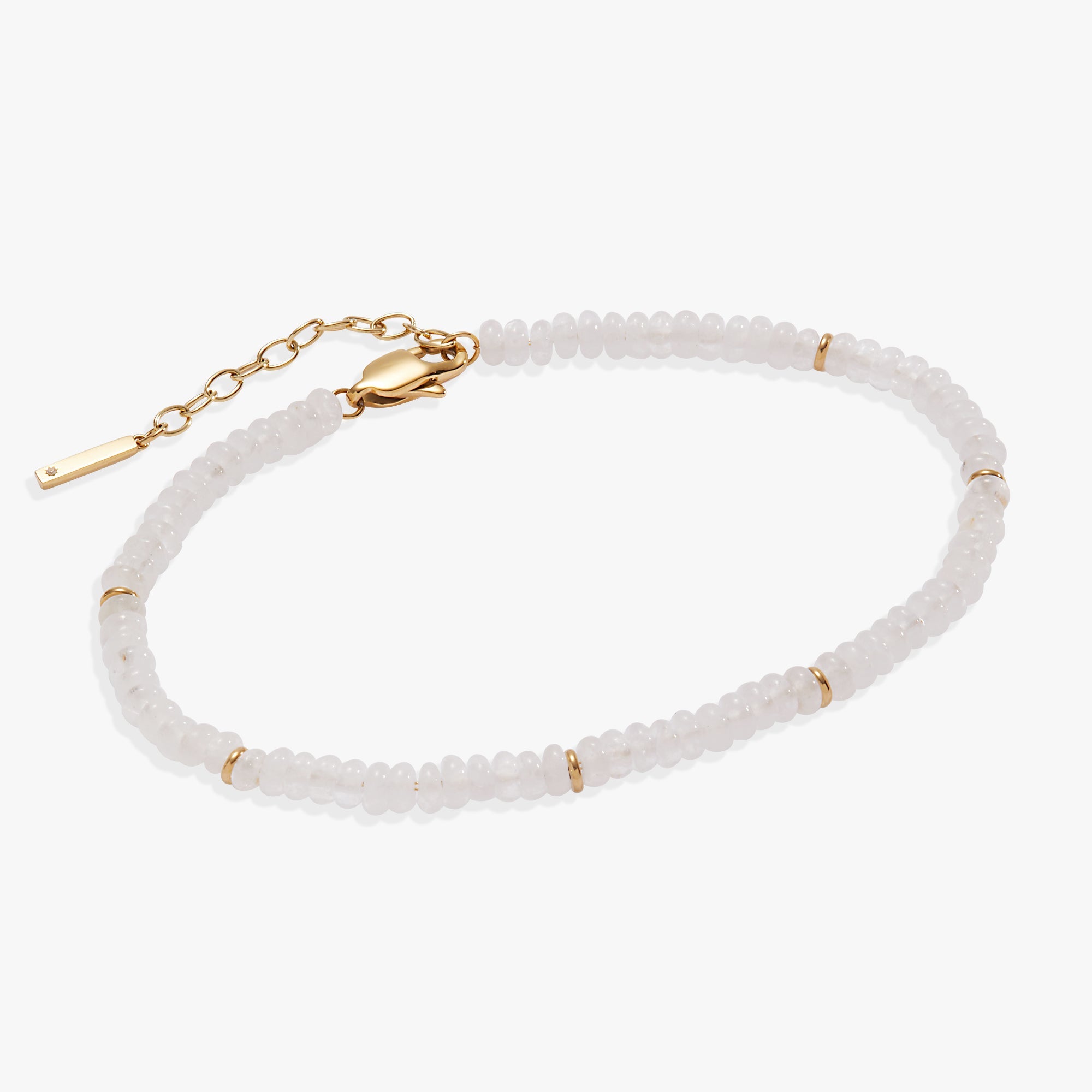 Clear Quartz Semi-Precious Beaded Anklet Stainless Steel Gold | Alex and Ani