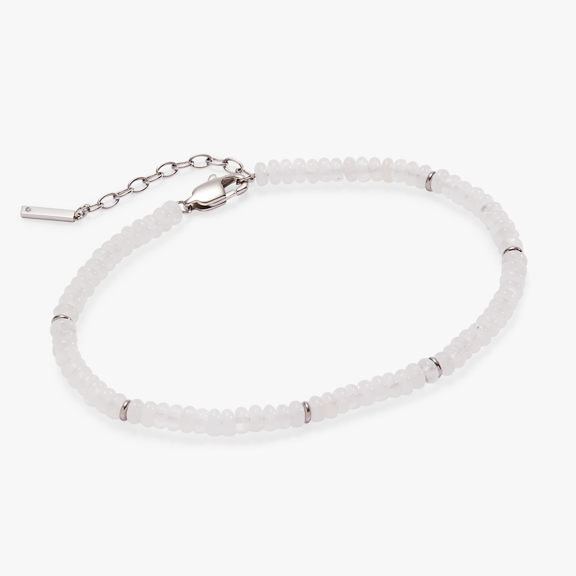 Clear Quartz Semi-Precious Beaded Anklet Stainless Steel Gold | Alex and Ani