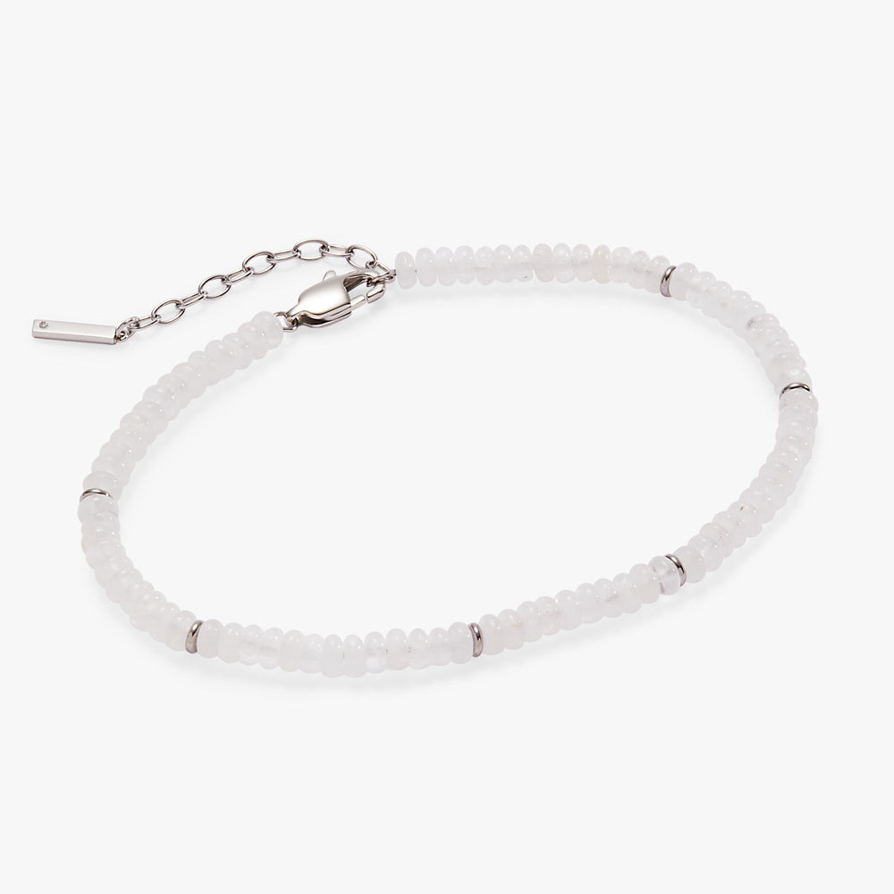 Clear Quartz Semi-Precious Beaded Anklet Stainless Steel Gold | Alex and Ani