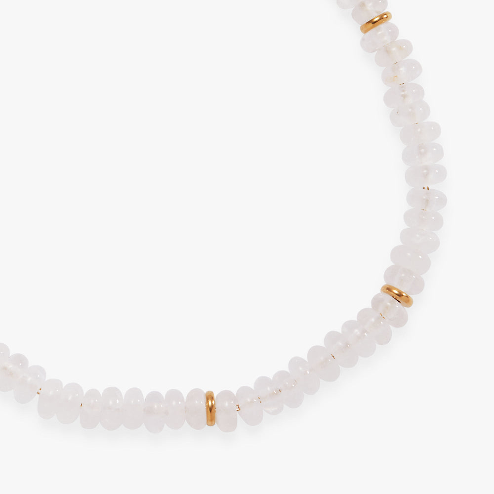Clear Quartz Semi-Precious Beaded Anklet Stainless Steel Gold | Alex and Ani