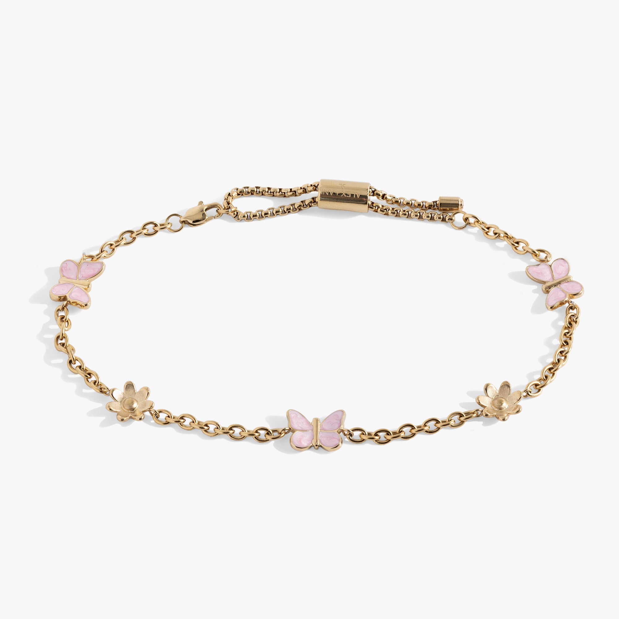 Butterfly and Flower Anklet Stainless Steel Silver | Alex and Ani