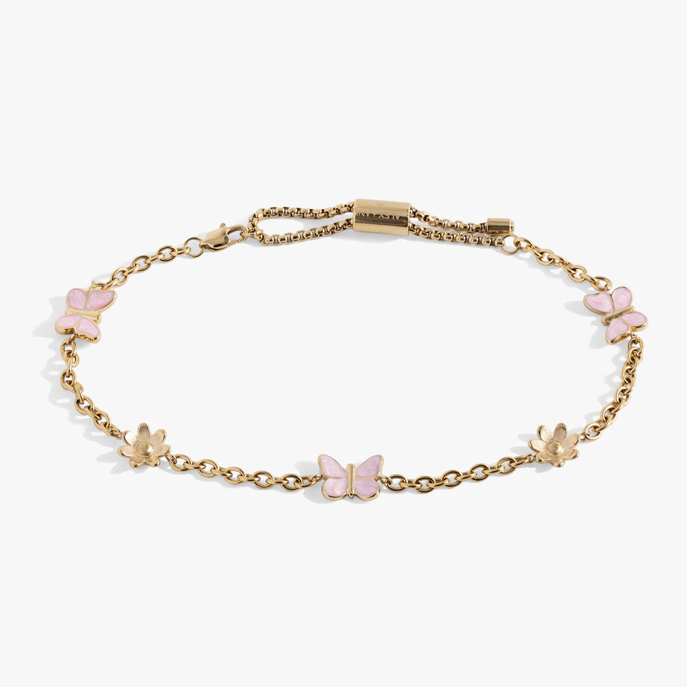 Butterfly and Flower Anklet Stainless Steel Silver | Alex and Ani