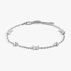 Butterfly and Flower Anklet Stainless Steel Silver | Alex and Ani