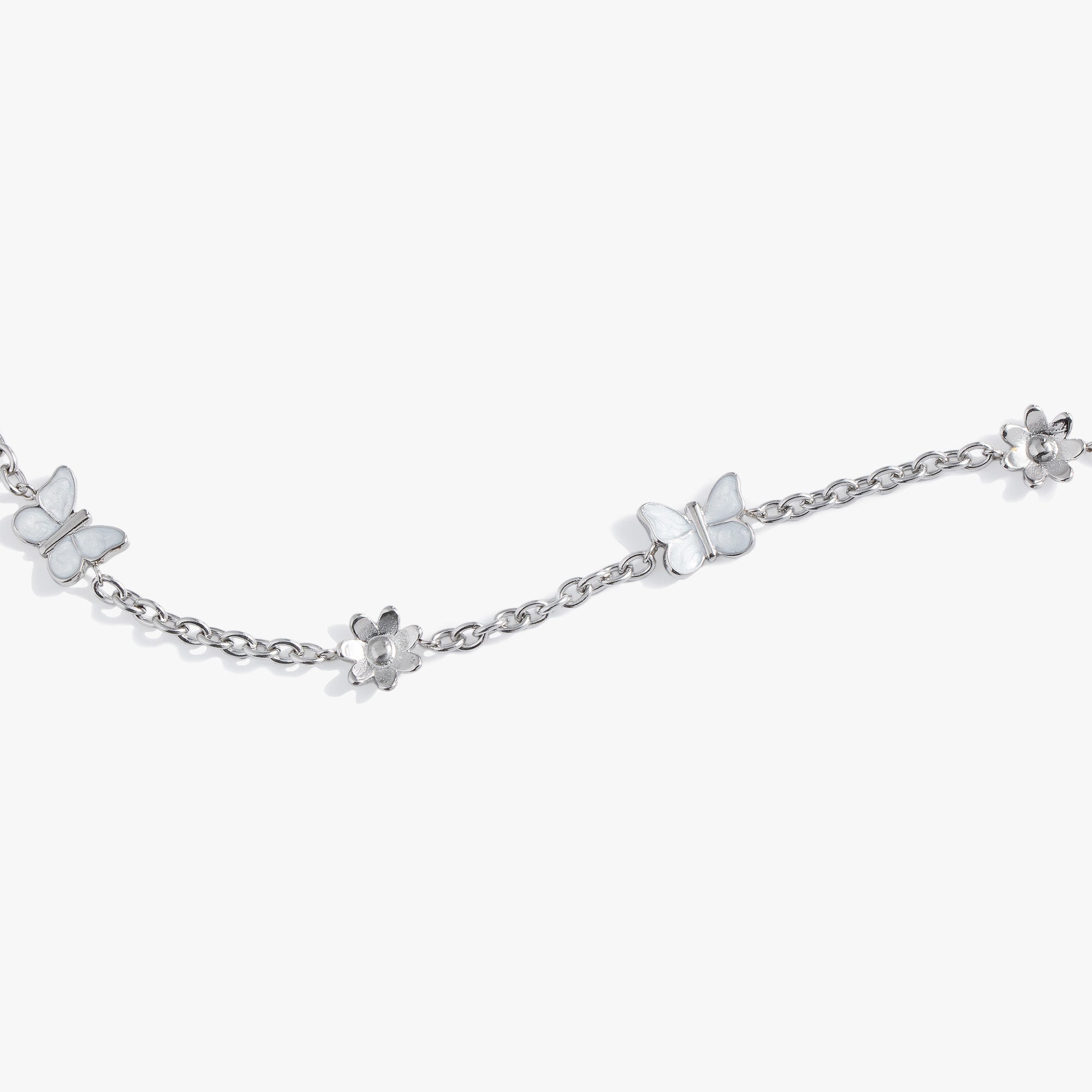 Butterfly and Flower Anklet Stainless Steel Silver | Alex and Ani
