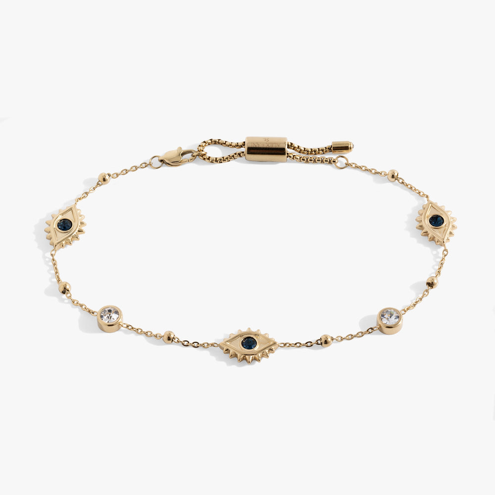 Evil Eye Crystal Anklet Stainless Steel Gold | Alex and Ani