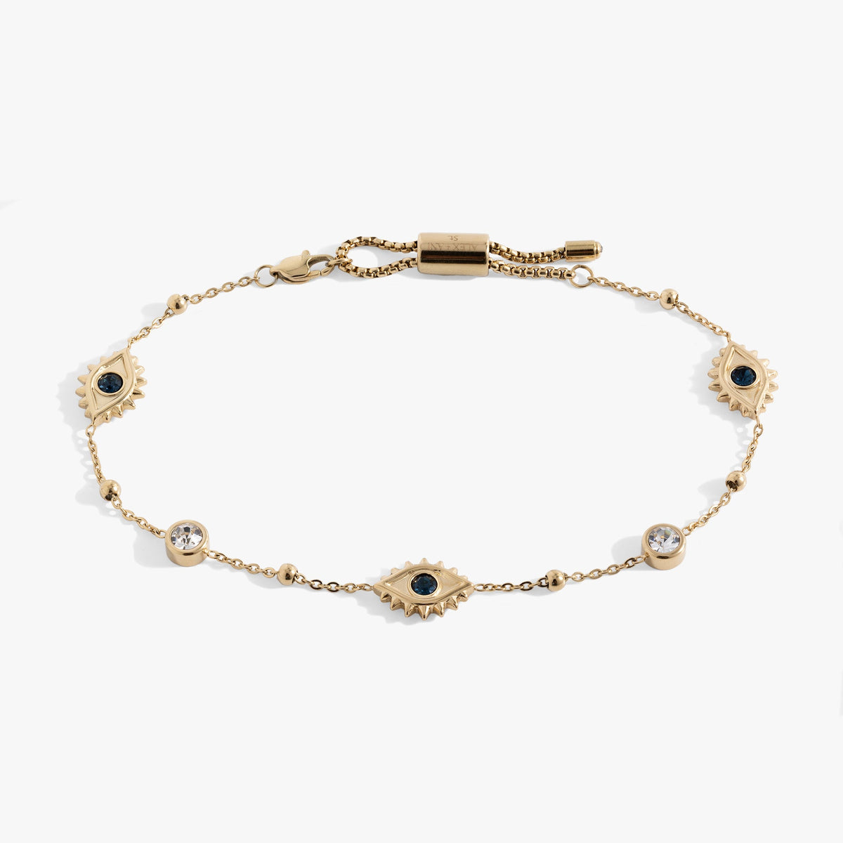 Evil Eye Crystal Anklet Stainless Steel Gold | Alex and Ani