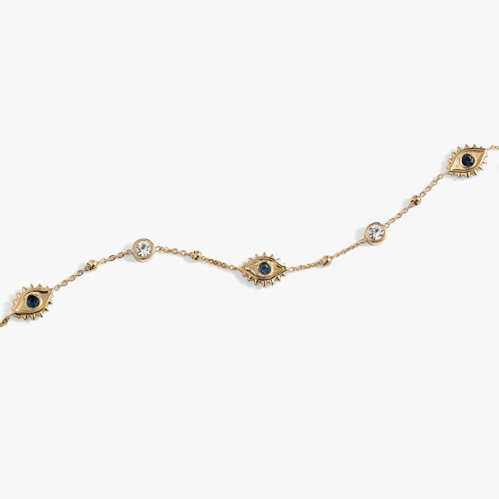 Evil Eye Crystal Anklet Stainless Steel Gold | Alex and Ani