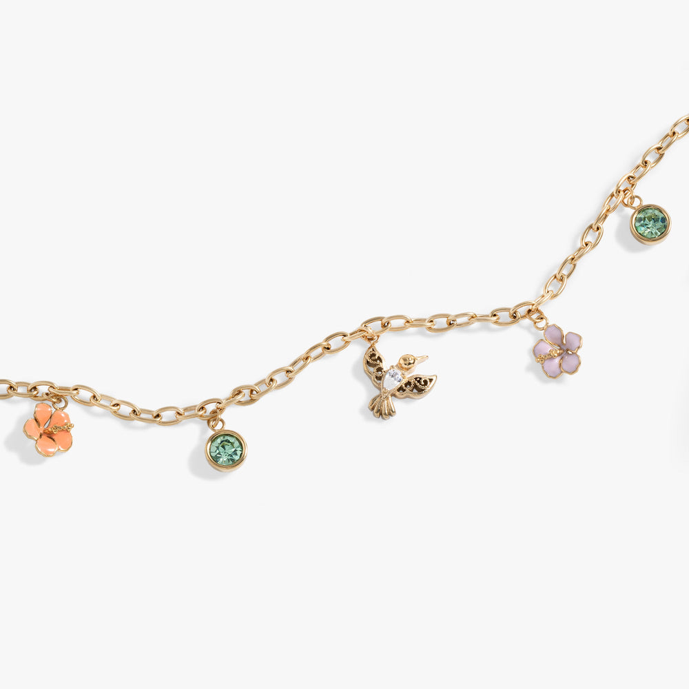 Hummingbird Multicharm Adjustable Anklet Stainless Steel Gold | Alex and Ani
