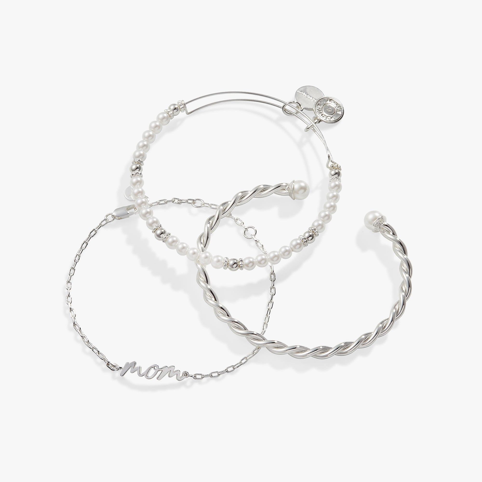 Mom' Script Bracelet, Set of 3 Silver | Alex and Ani