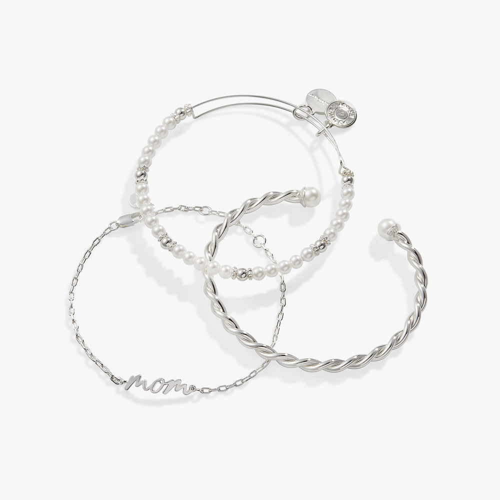 Mom' Script Bracelet, Set of 3 Silver | Alex and Ani