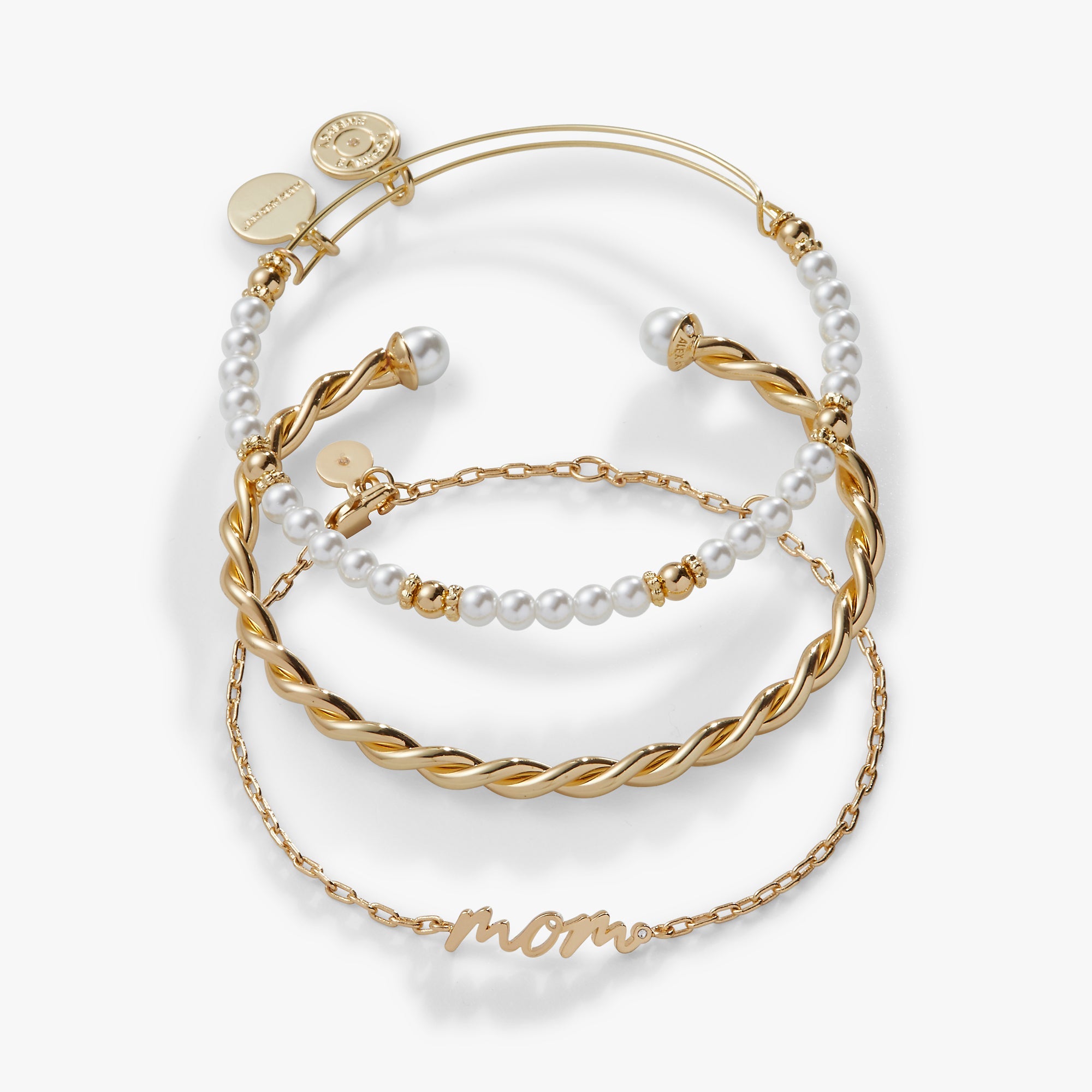 Mom' Script Bracelet, Set of 3 Silver | Alex and Ani