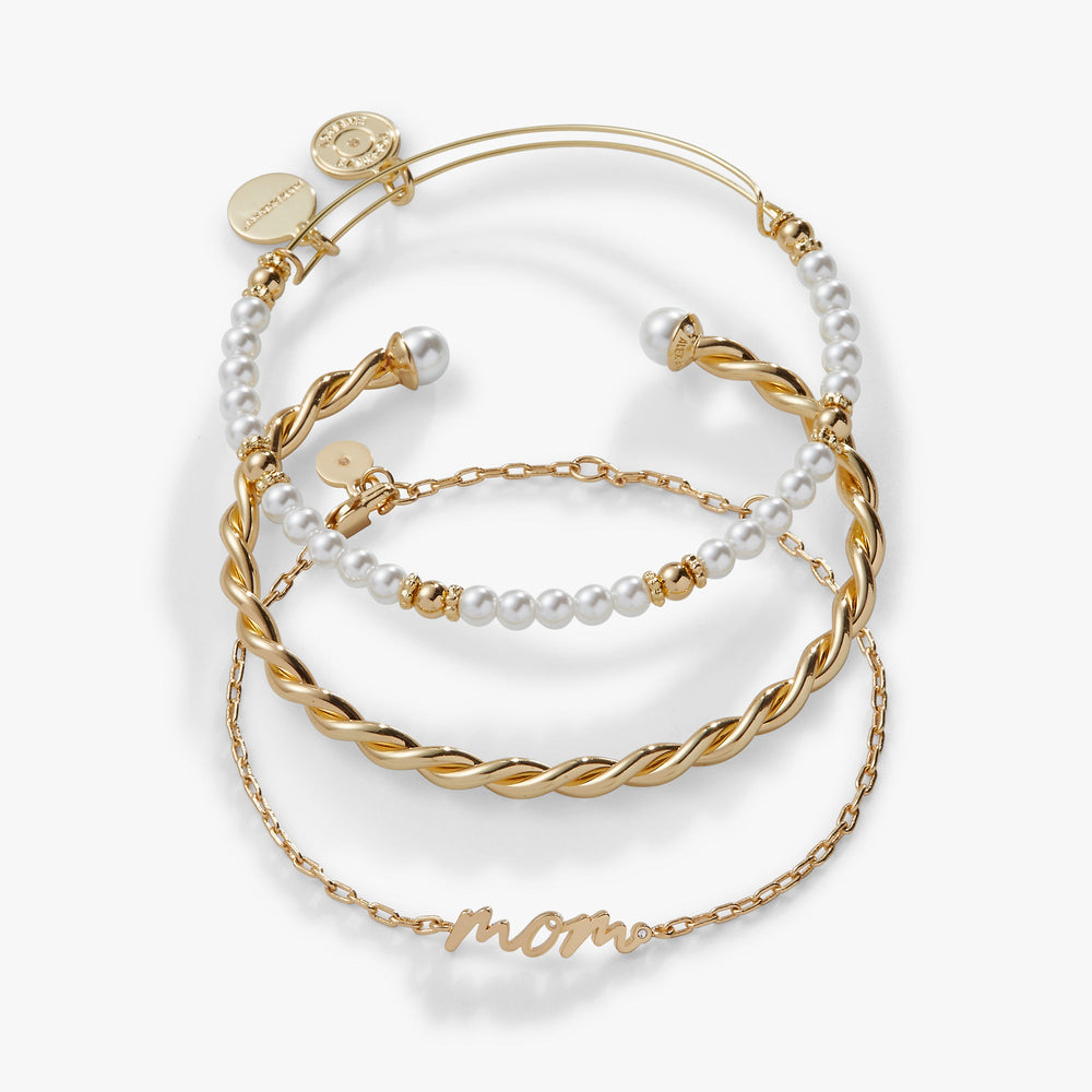Mom' Script Bracelet, Set of 3 Silver | Alex and Ani