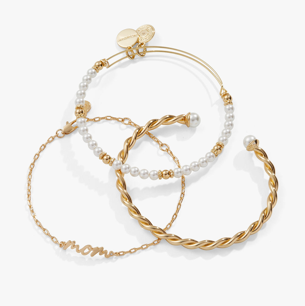 Mom' Script Bracelet, Set of 3 Silver | Alex and Ani