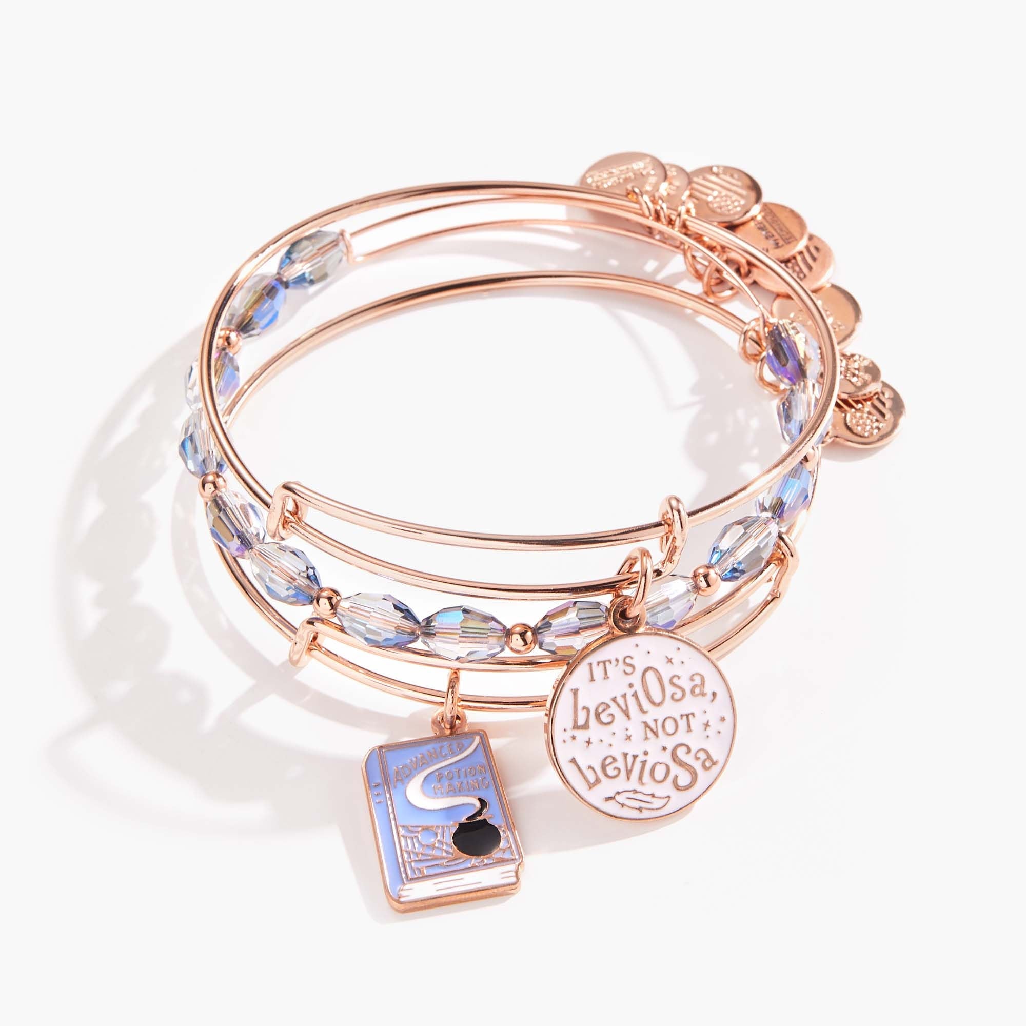 Harry Potter™ Hermione 'Leviosa' Bangle Set of 3 Shiny Rose Gold | Alex and Ani