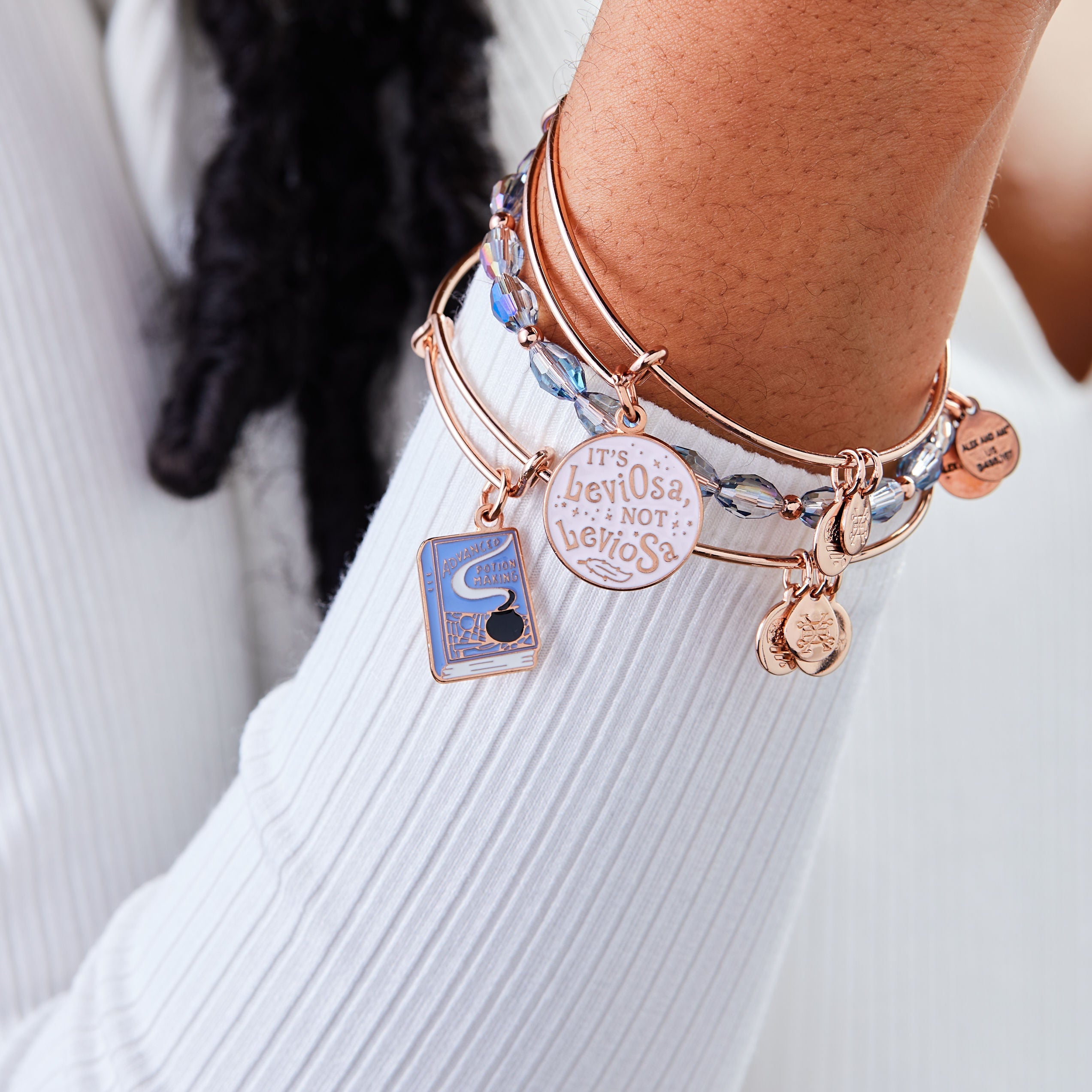 Harry Potter™ Hermione 'Leviosa' Bangle Set of 3 Shiny Rose Gold | Alex and Ani
