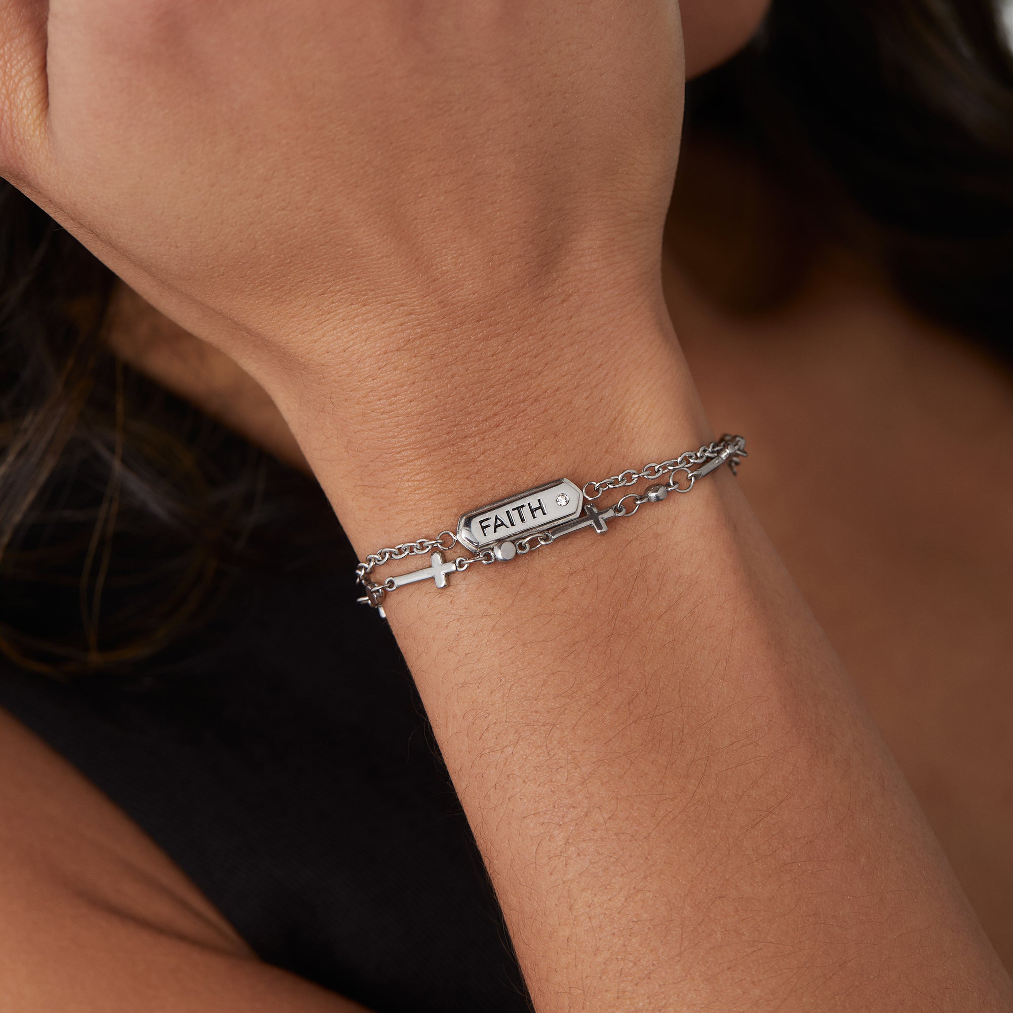 Faith Stranded™ Bracelet Set Stainless Steel Silver | Alex and Ani