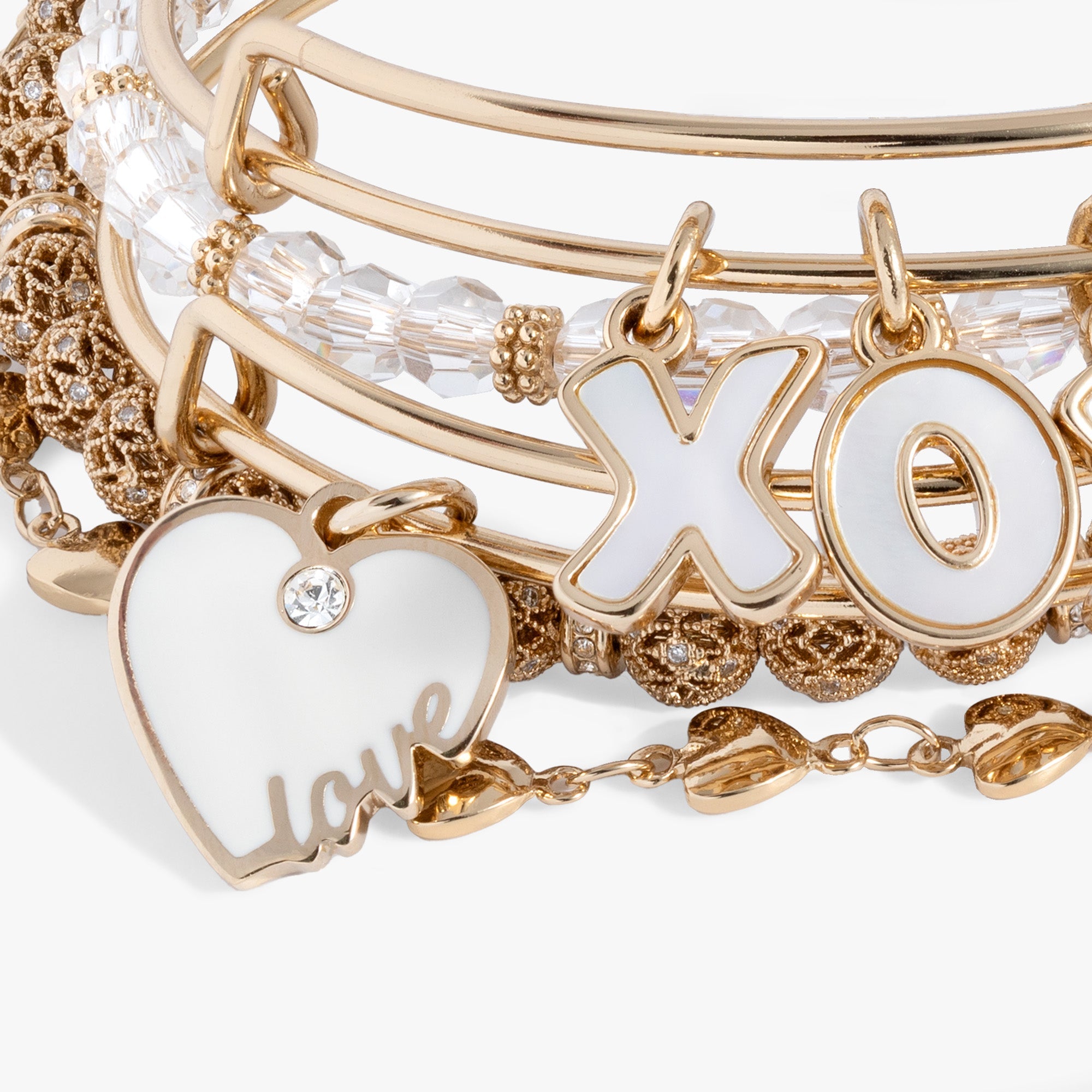 Love XOXO Bangle Set of 5 Gold | Alex and Ani