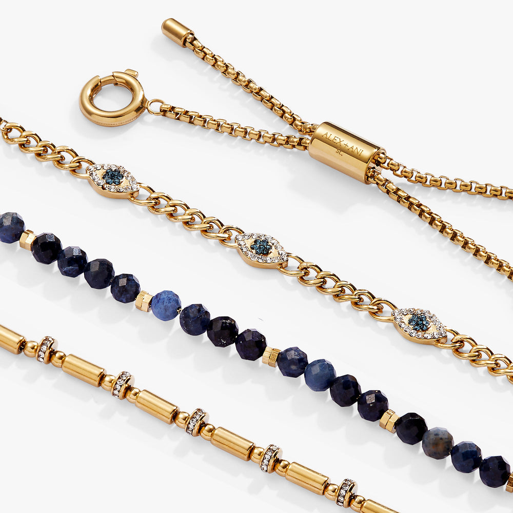 Evil Eye Stranded™ Bracelet Set Stainless Steel Gold | Alex and Ani