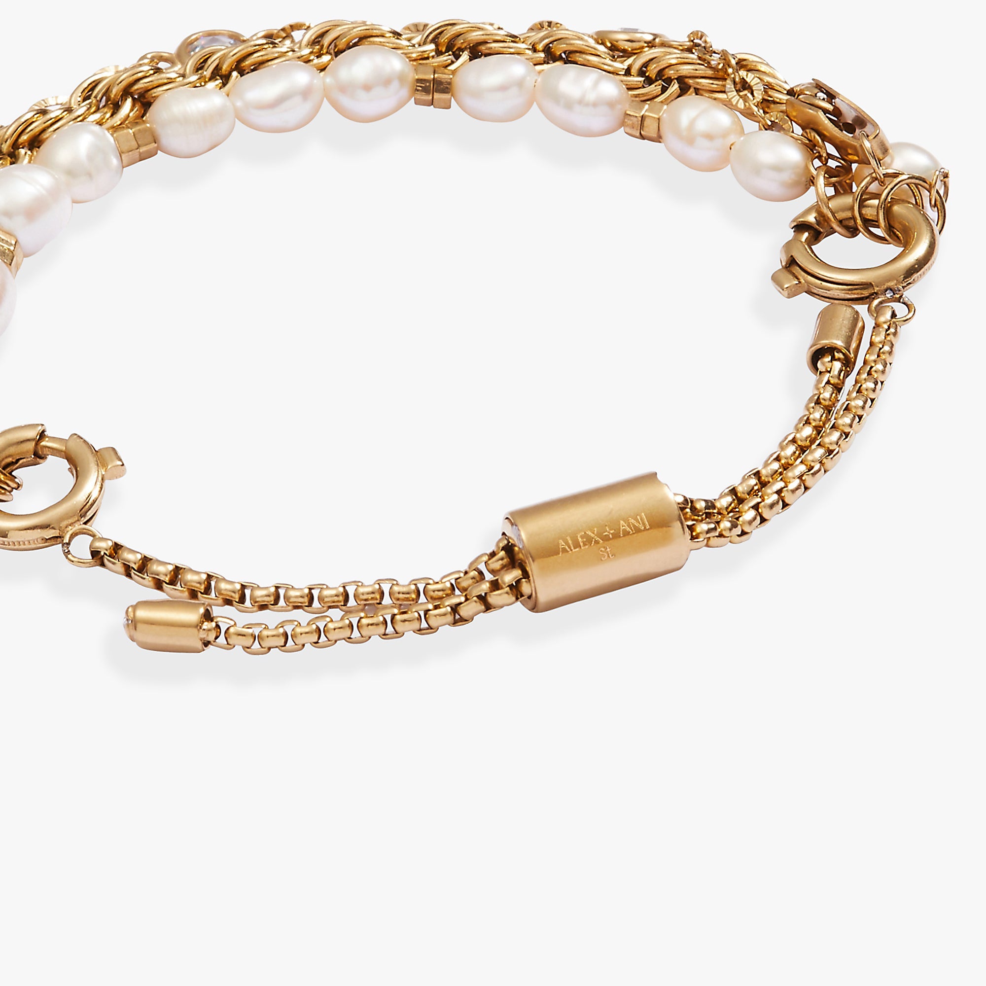 Crystal + Pearl Stranded™ Bracelet Set Stainless Steel Gold | Alex and Ani